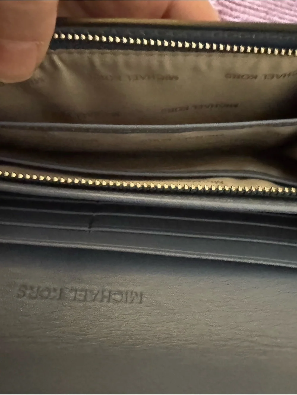Michael Kors Blue Pebbled Leather Continental Turn Lock Wallet